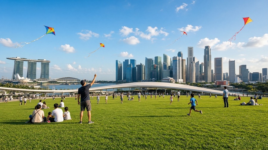 Marina Barrage Singapore free rooftop lawn skyline view